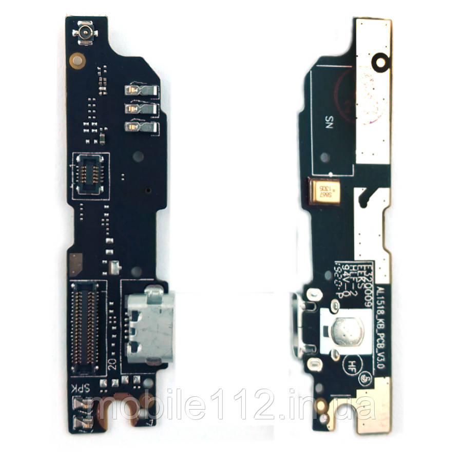 Шлейф Meizu M3 Note L681H з роз'ємом зарядки, мікрофоном та кнопкою меню V 3.0 - нижня плата, фото 1