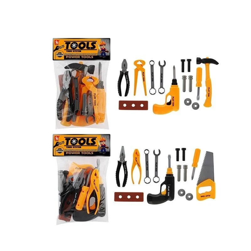Набір інструментів 004-1, Tools, 14 предметів, дриль/шуруповерт, молоток, плоскогубці, ключ, іграшка для дітей