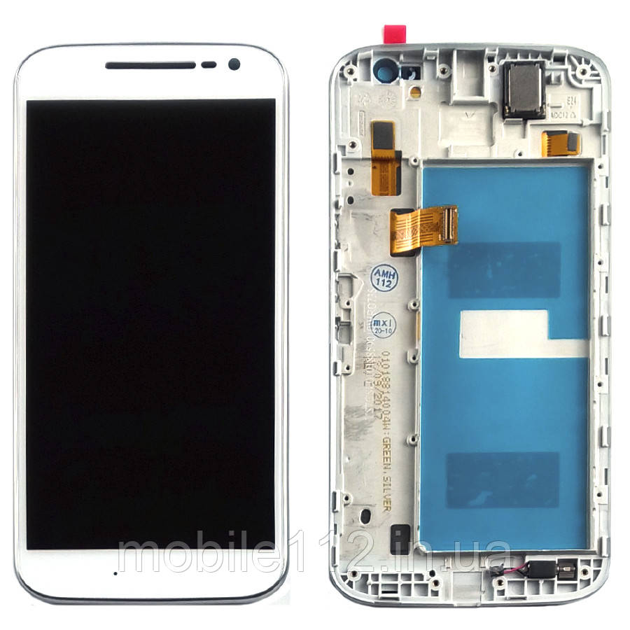 Екран (дисплей) Motorola Moto G4 XT1620 XT1621 XT1622 XT1624 з тачскріном білий оригінал 100% з передньою панеллю