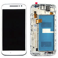 Экран (дисплей) Motorola Moto G4 XT1620 XT1621 XT1622 XT1624 + тачскрин белый оригинал 100% с передней панелью