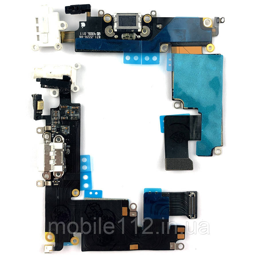 Шлейф Apple iPhone 6 Plus з роз'ємом зарядки, навушників та мікрофоном білий оригінал Китай
