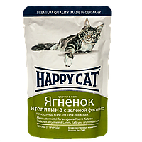 Корм влажный для кошек Happy Cat желе ягненок-теленок-зеленая фасоль пауч, 100г