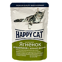 Корм вологий для кішок Happy Cat желе ягня-теля-зелена квасоля пауч, 100г