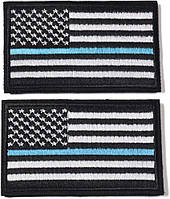 US Flag, Black-blue Thin Pack of 2 AXEN 20 шт. Случайный стиль Тактический мораль Вышивка патч Военный за