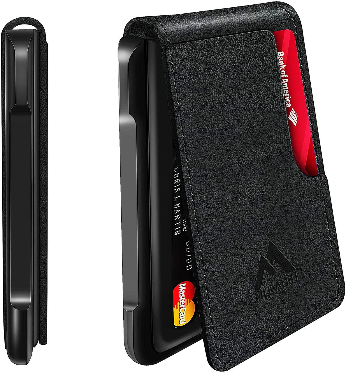 Black MURADIN Чоловічий гаманець Тактичні дворазові гаманці для чоловіків Металеві RFID Блокування алюмін