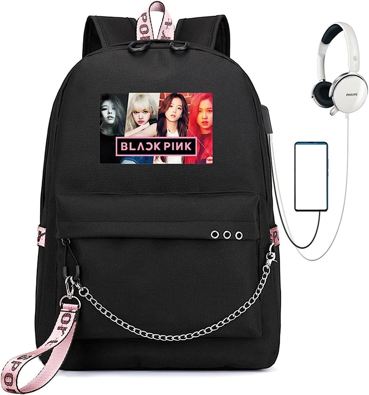 Black Рюкзак CUSALBOY Kpop Lisa Rose JISOO Дженні Кольоровий фото Комп'ютерний рюкзак FashionTravel Бізне