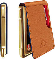 Saffiano Orange & Gold Мужской кошелек MURADIN Тактические двойные кошельки для мужчин Металлическая блок