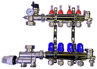 Коллектор для теплого пола на 4 контура с нижним подключением