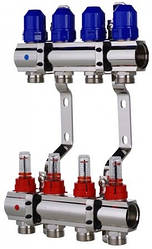 KP KR.1110-04 1"x4 WAYS колекторний блок з витратомірами