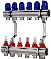 KP KR.1110-06 1"x6 WAYS колекторний блок з витратомірами