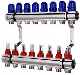 KP KR.1110-08 1"x8 WAYS колекторний блок з витратомірами