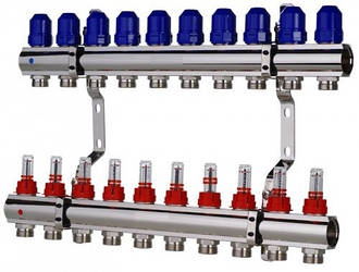 KP KR.1110-10 1"x10 WAYS колекторний блок з витратомірами