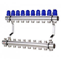 KP KR.1100-10 1"x10 WAYS колекторний блок з термостатичними клапанами