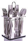 Набір столових приборів із неіржавкої сталі з підставкою, на 6 персон, 24 предмети, фото 2