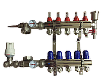 Коллектор для теплого пола KP на пять контуров в сборе (Чехия)