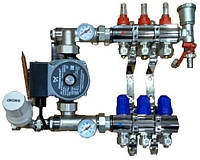 Колектор для теплої підлоги КР на п'ять контурів в зборі з насосом (Чехиія)