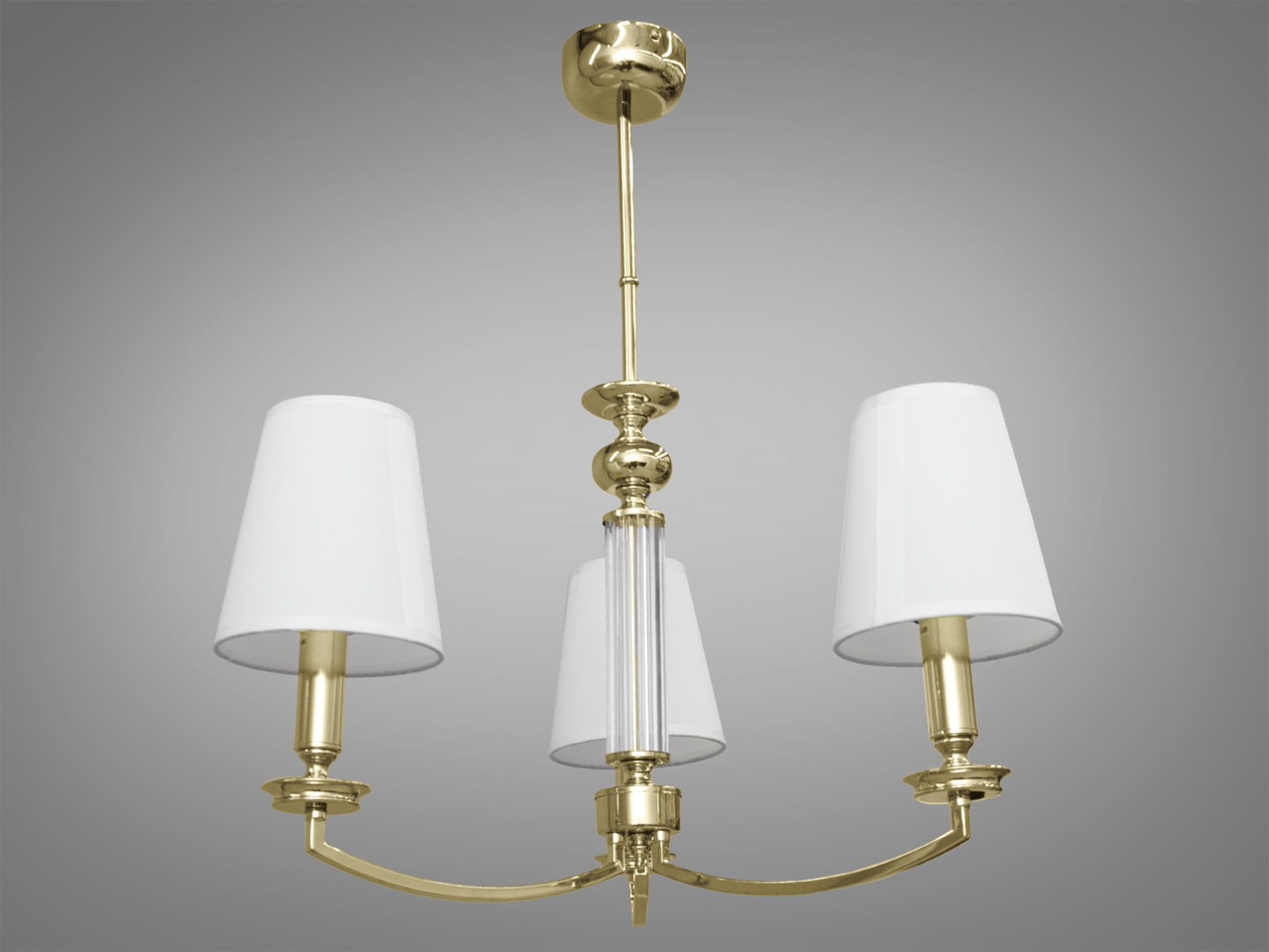 Лаконічна люстра в коридор з абажурами, на 3 лампи, колір золото 1017-3G-LS