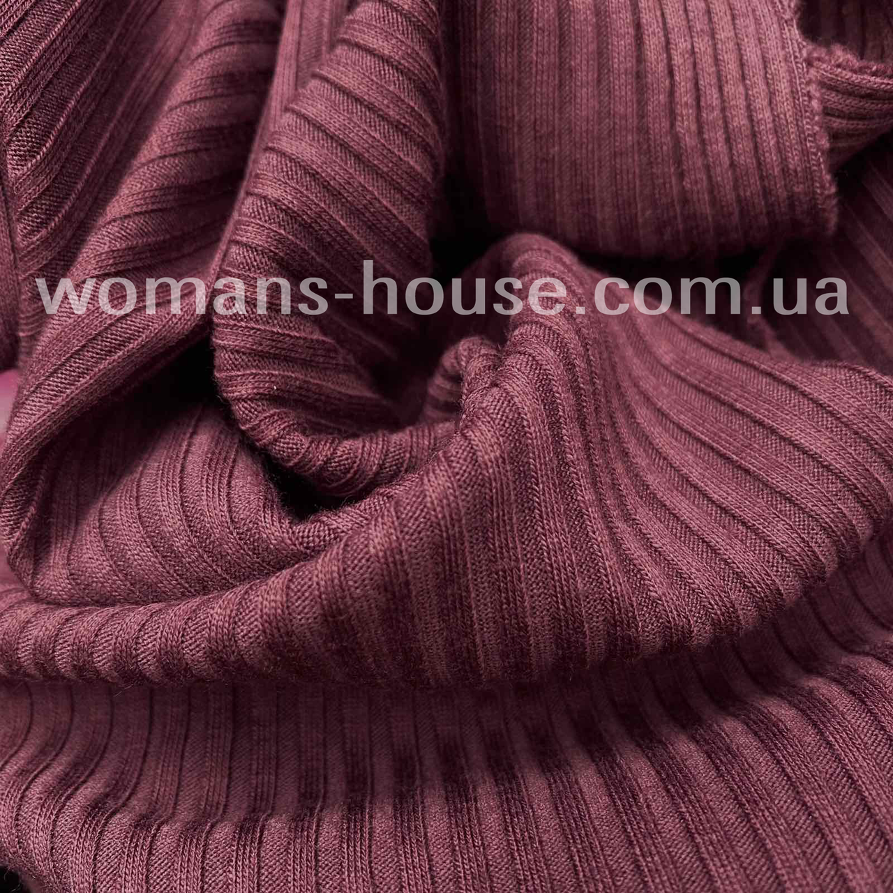 Трикотаж Мустанг (Локшина) в рубчик Сливовий, фото 1