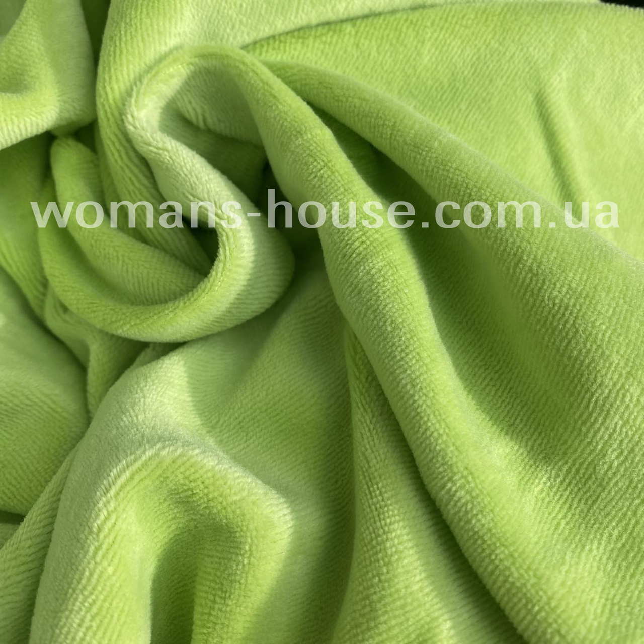 Тканина велюр бавовняний 180 см стрейч 300 г/м2 Туреччина Салатовий, фото 1