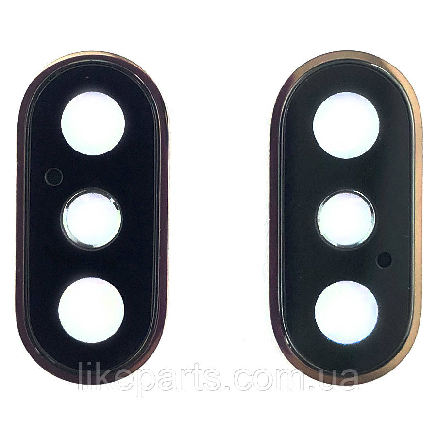 Скло камери Apple iPhone XS, iPhone XS Max (у золотистій рамці), фото 1