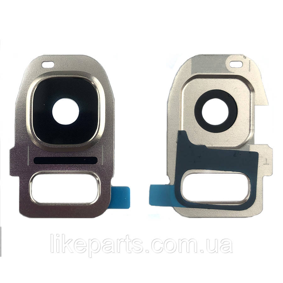 Скло камери Samsung Galaxy S7 G930F, Galaxy S7 Edge G935F (чорне в золотистій рамці), фото 1