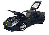 Іграшкова машинка металева Ferrari F12 Berlinetta АвтоЕксперт Феррари, чорна, звук, світло, інерція, відкр. двері, капот,, фото 6
