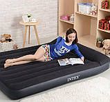 Матрац Intex надувний полуторний велюровий, ліжко з підголовником 137х191х25 см (64142), фото 3