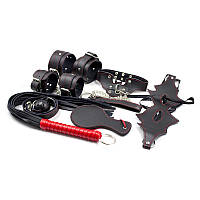 Чорний бдсм набір з червоним рядком Luxury Red Line Bondage Kit 7 Pieces ST61259