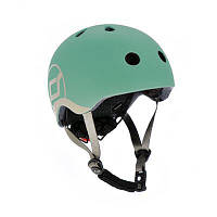 Шлем защитный детский Scoot and Ride, серо-зеленый, с фонариком, 45-51см