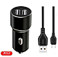 Зарядний пристрій XO 2хUSB 2.4A + кабель USB - Micro TZ09 Black, фото 2