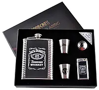 Подарочный набор 5в1 фляга, 2 рюмки, лейка, газовая зажигалка '"Jack Daniels"