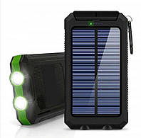 Зарядное Устройство на Солнечной Батарее с Фонарем Solar Power Bank 10000 mAh черный