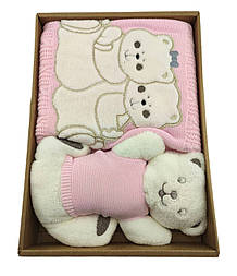 Дитячий плед-ковдра Туреччина для новонародженого подарунок новонародженому рожевому (НДП32)