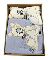 Детский плед одеяло Турция для новорожденного подарок новорожденному голубое (НДП33)