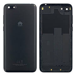 Задня кришка Huawei Y5 2018 DRA-L21 LX3, Y5 Prime 2018 DRA-LX2 (чорна зі склом камери)