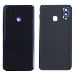 Задня кришка Samsung Galaxy A40 2019 A405F (чорна оригінал Китай зі склом камери)