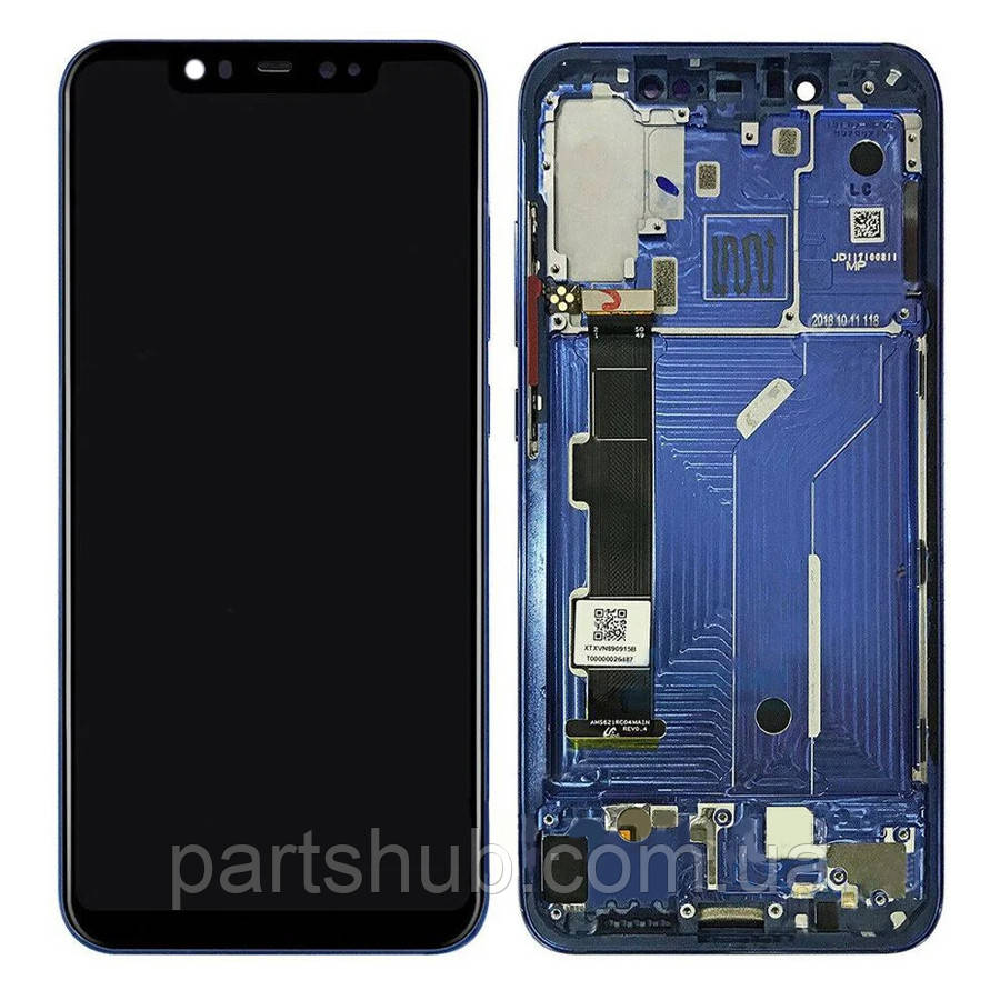 Дисплей Xiaomi Mi8 Mi 8 M1803E1A з тачскріном оригінал Китай із синьою рамкою, фото 1