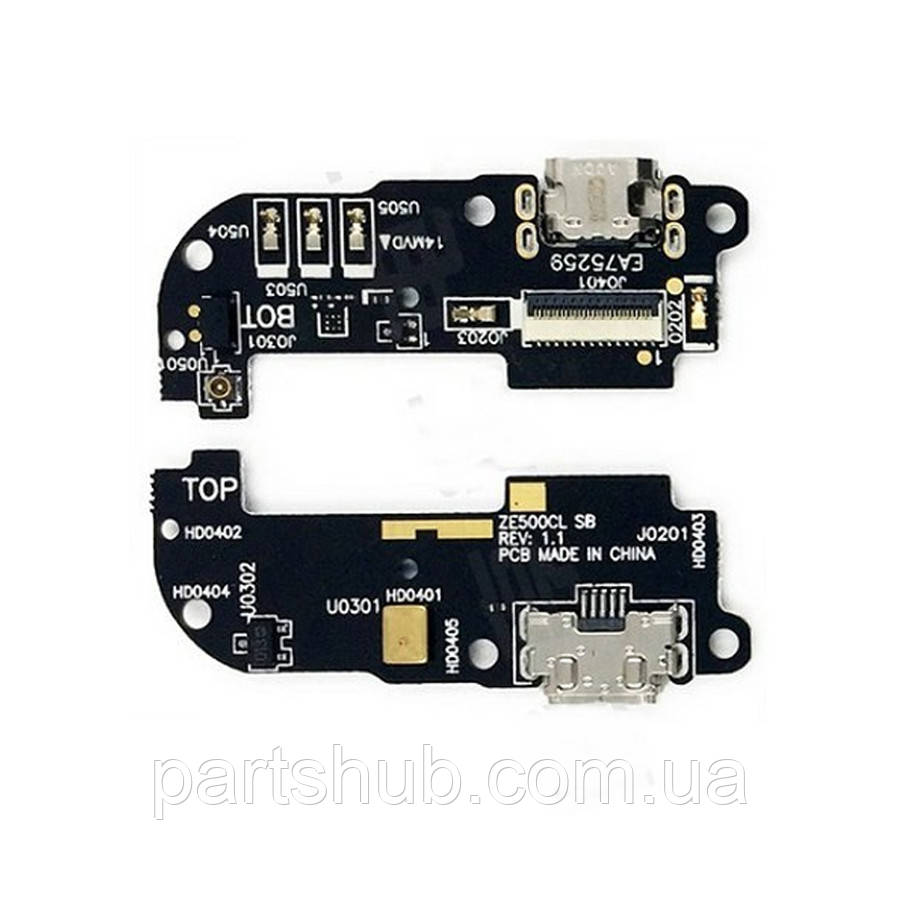 Шлейф Asus ZenFone 2 ZE500CL з роз'ємом зарядки та мікрофоном - нижня плата, фото 1