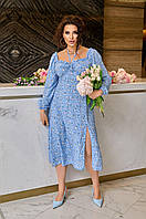 Женское легкое платье с разрезом 3 цвета, 42-64 размеры