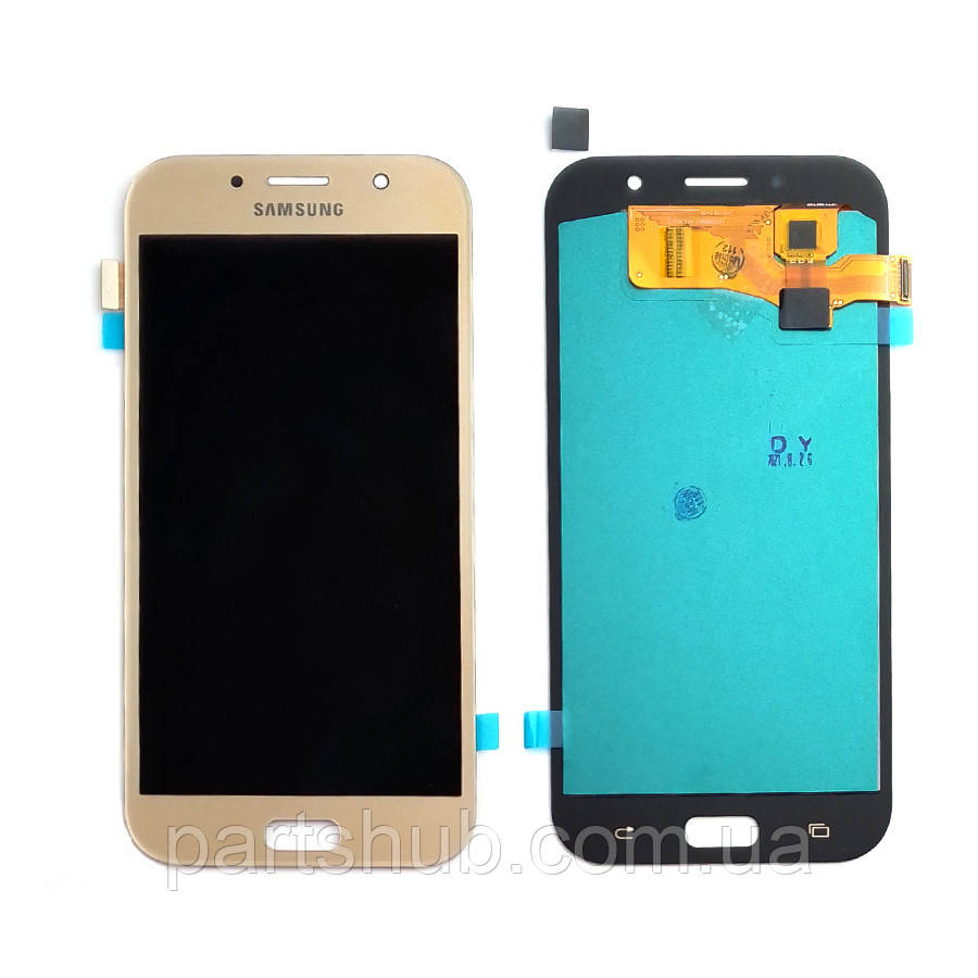 Дисплей Samsung Galaxy A7 2017 A720F з тачскріном золотистий OLED, фото 1