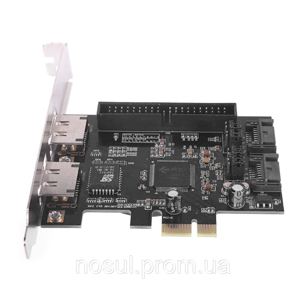 Контроллер JMB363 PCIE плата расширения RAID интерфейс SATA2 (2 port) + IDE (1 port) + 2x eSATA - фото 2 - id-p1797607679