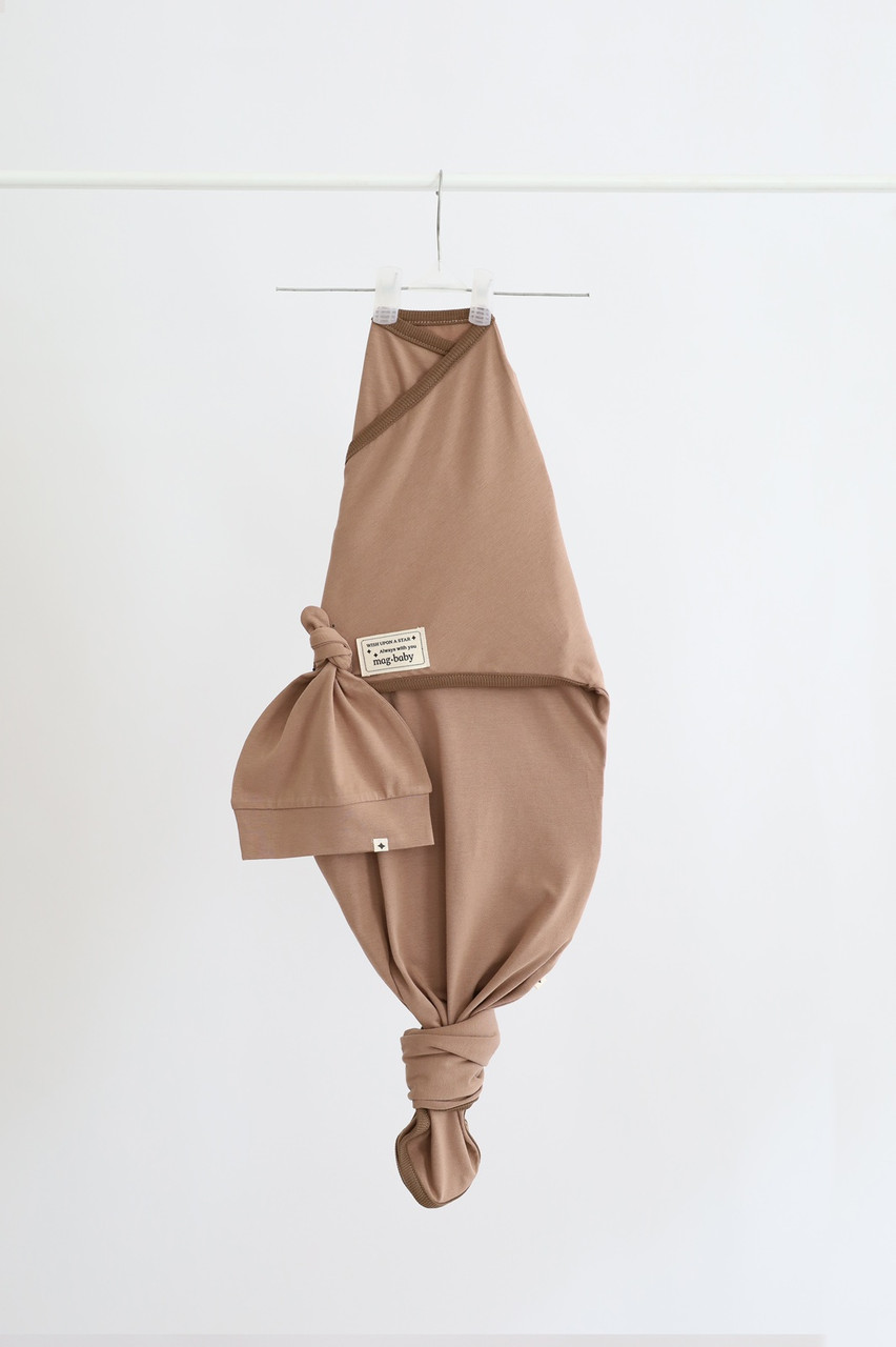 Безрозмірна пелюшка на липучках з шапочкою "Каспер", Коричнева, фото 1