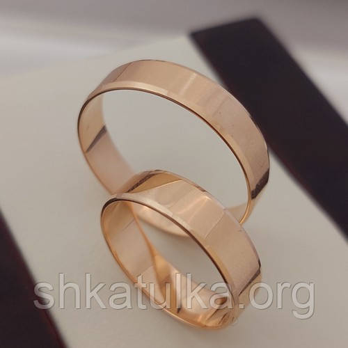 Золоті обручки пара середньої ширини американка, фото 1