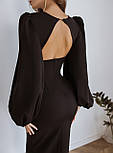 Сукня довжини міді з рукавами-ліхтариками чорного кольору, фото 4