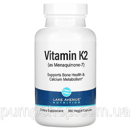 Вітамін К2 Lake Avenue Nutrition Vitamin K2 (у вигляді менахінона-7) 360 капс., фото 2