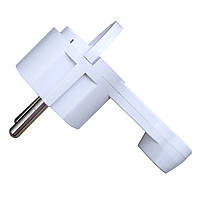 Вилка кутова Quantum пласка із заземленням біла