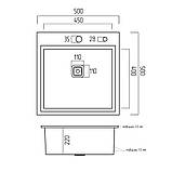 Кухонна мийка Platinum Handmade 5050 PVD HSBB квадратний сифон 3.0/1.0, фото 9