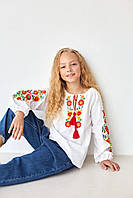 Вышиванка рубашка для девочки подростковая "Цветочная" 8892