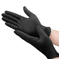 Перчатки нитриловые без талька размер M, 1 пара черные