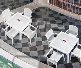Комплект садових меблів Ротанг білий (стол 90*90 + 4 крісла) Ірак Пластик, Туреччина